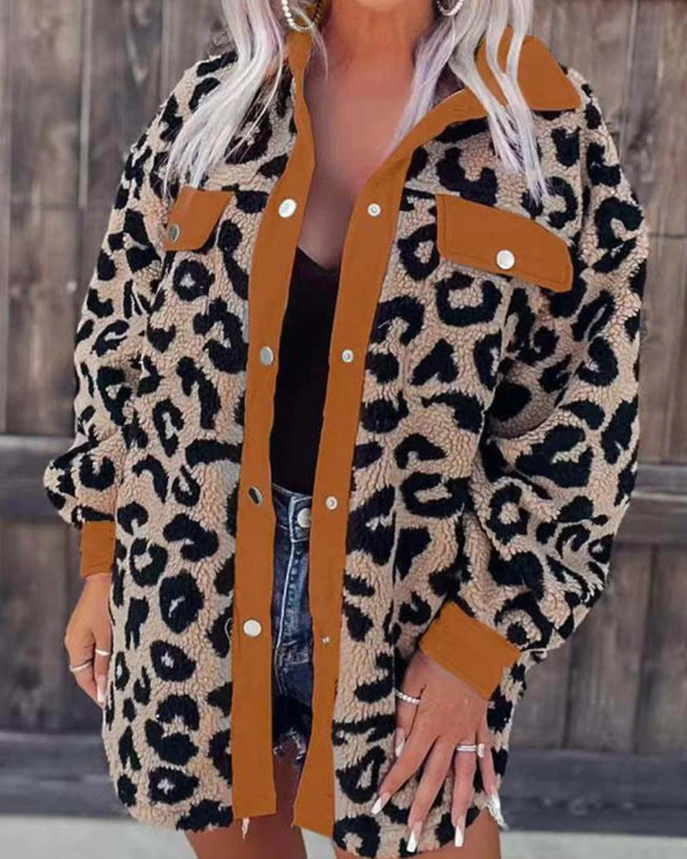 Women's Leopard Print Fur Coat