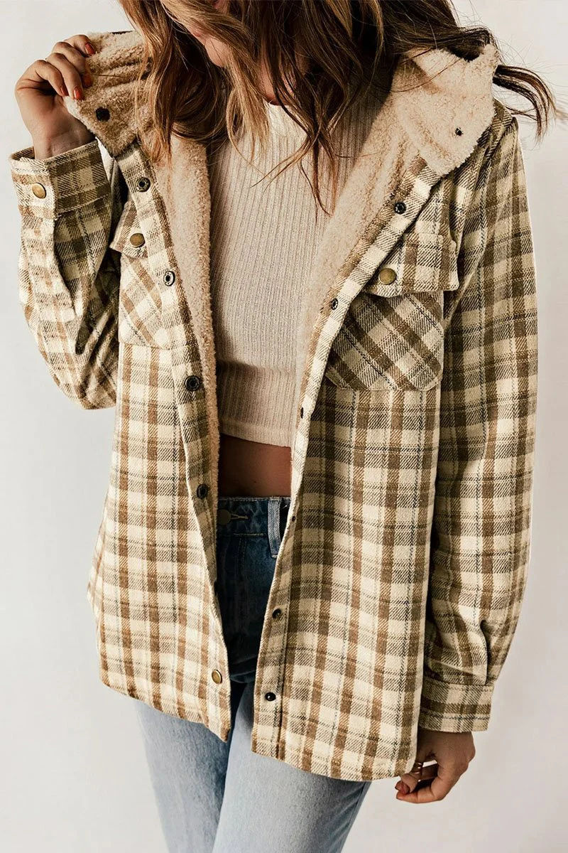 Plush Plaid Long Sleeve Jacket